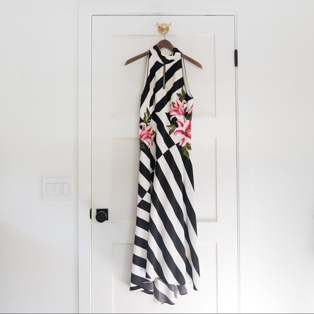Karen Millen Sleeveless Floral Striped Midi Dress